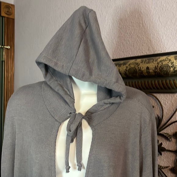 EUC Honeyme Cardigan-Gray Hooded Open Front lapels - soo soft/cuddly Sz S - Picture 2 of 12